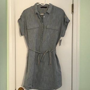 NWT Zara Basic white and blue light knit dress SxS